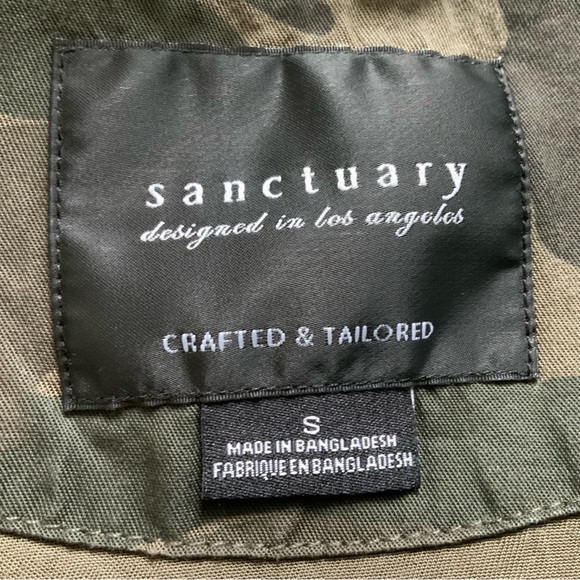 Sanctuary Womens Green Camo Utility Jacket Size Small Raw Edge Trim Outdoor - Picture 8 of 9